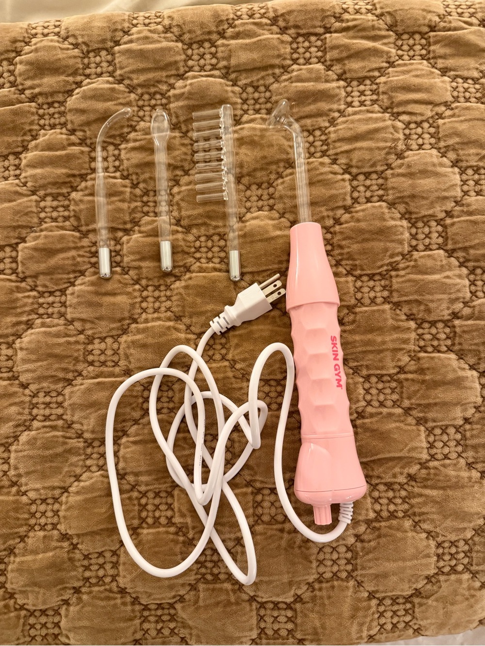 Skin Gym Pink Micro Current Facial Wand with 4 Attachments